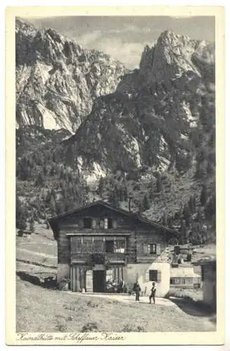 AK, Kaindlhütte mit Scheffauer Kaiser, um 1928