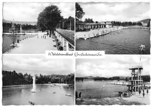 AK, Großschönau Sa., Waldstrandbad, vier Abb., 1961