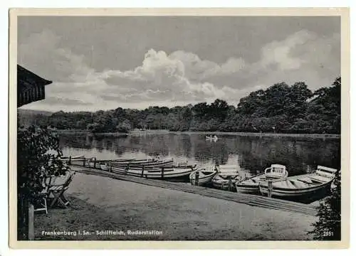 AK, Frankenberg Sachs., Schilfteich, Ruderstation, 1951