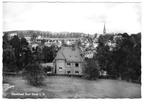 AK, Bad Elster, Teilansicht aus seltener Perspektive, 1958