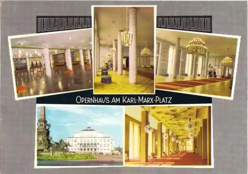 AK, Leipzig, Opernhaus am Karl-Marx-Platz, fünf Abb., gestaltet, 1964