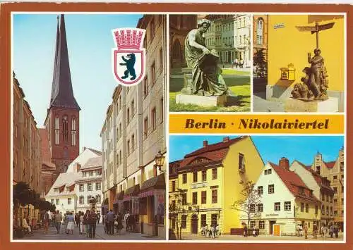 AK, Berlin Mitte, Nikolaiviertel, vier Abb., 1990