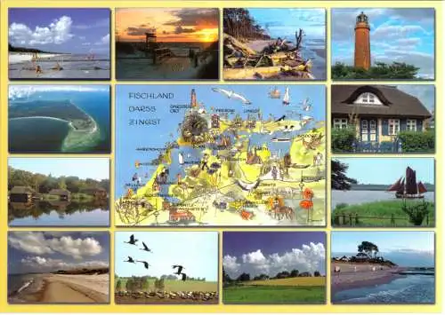 AK, Fischland - Darß - Zingst, 12 Abb. und Landkarte, gestaltet, um 2005
