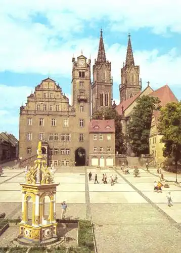 AK, Oschatz, Platz der DSF mit St. Aegidienkirche, 1985