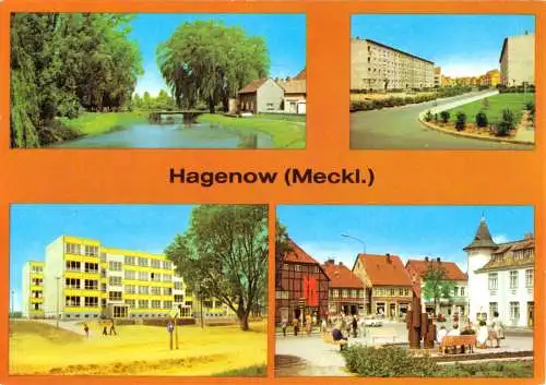 AK, Hagenow Meckl., vier Abb., u.a.Oberschule, 1982