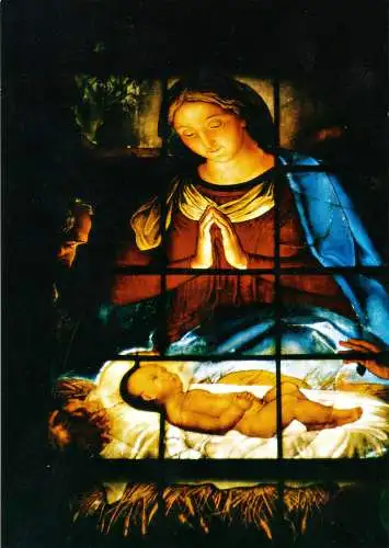 AK, Schwerin, Schweriner Dom, Detail aus dem Weihnachtsfenster, um 2000