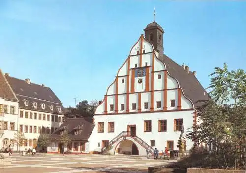 AK, Grimma, Blick zum Rathaus, 1989