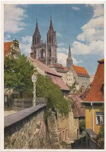 AK, Meißen, Teilansicht, früher Farbdruck, um 1952