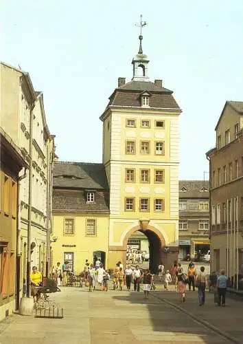 AK, Borna, Blick zum Reichstor, belebt, 1989