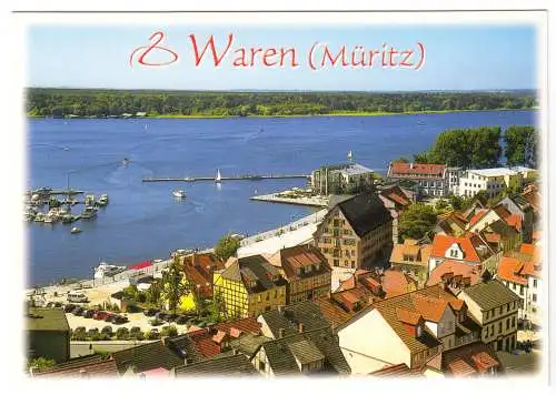 AK, Waren Müritz, Teilansicht mit Hafen, um 2008