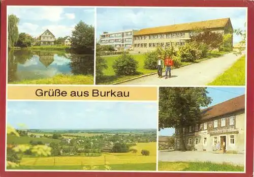 AK, Burkau Kr. Bischofswerda, vier Abb., u.a. Schule, 1988