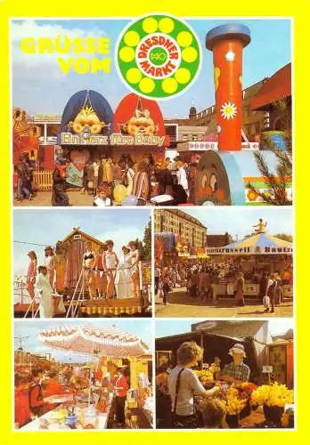 AK, Dresden, Gruß vom Dresdner Markt, fünf Abb., 1986