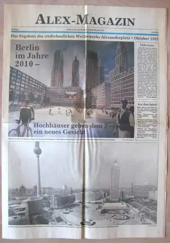 Berliner Zeitung, Beilage Oktober 1993 - Visionen - Berlin im Jahre 2010