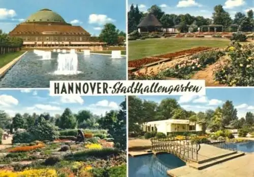AK, Hannover, vier Abb., Stadthallengarten, um 1965