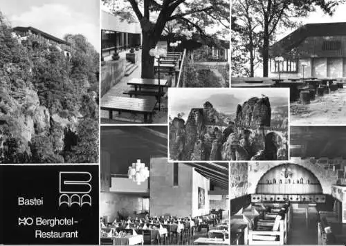 AK, Bastei Sächs. Schweiz, HO Berghotel - Restaurant, sechs Abb., 1982
