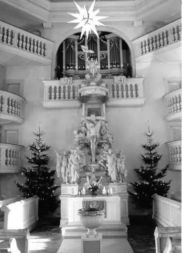 Echtfoto im AK-Format, Carlsfeld Erzgeb., Heilige Dreifaltigkeitskirche, 1988 