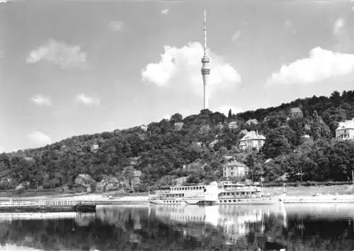 AK, Dresden Wachwitz, Elbblick zum UKW- u. Fernsehturm, MS "Wilhelm Pieck", 1978