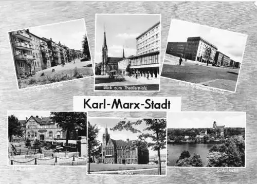 AK, Karl-Marx-Stadt, Chemnitz, sechs Abb., gestaltet, 1964