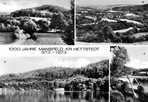 AK, Mansfeld Kr. Hettstedt, 1000 Jahre, 973 - 1973, vier Abb.