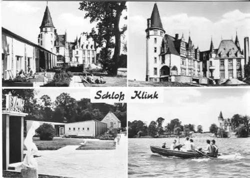 AK, Klink Kr. Waren Müritz, FDGB-Erholungsheim Schloß Klink, vier Abb., 1974