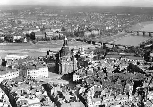 AK, Dresden, Areal um die Frauenkirche, Luftbild, vor 1945 - Reprint 1979