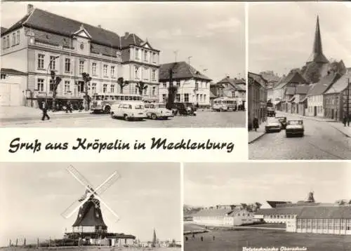 AK, Kröpelin Meckl., vier Abb., 1974, interessante Frankatur