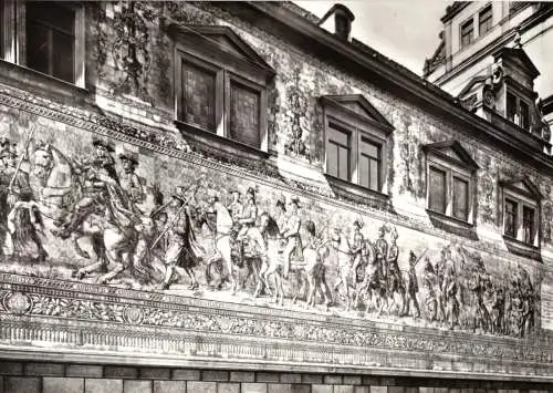 AK, Dresden, Augustusstr. - Fürstenzug, vor 1945 - Reprint 1979