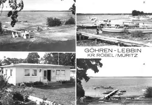 AK, Göhren-Lebbin Kr. Röbel Müritz, Ferienheim Waggonbau Niesky, vier Abb., 1983