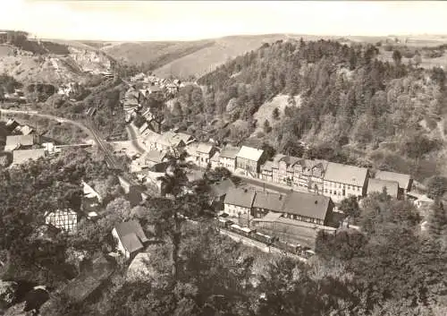 AK, Rübeland Harz, Teilansicht mit Bahnlinie, 1973