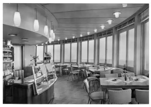 AK, Kulpenberg Kyffh., Fernsehturm, HOG "Turmcafé", Gastraum, 1966