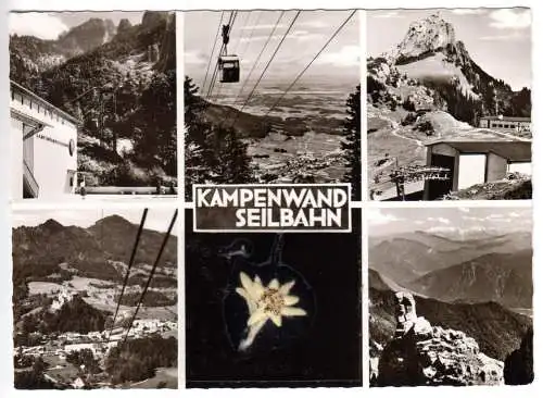 AK, Aschau i. Chiemgau, Kampenwand-Seilbahn, fünf Abb., Edelweiß, um 1970