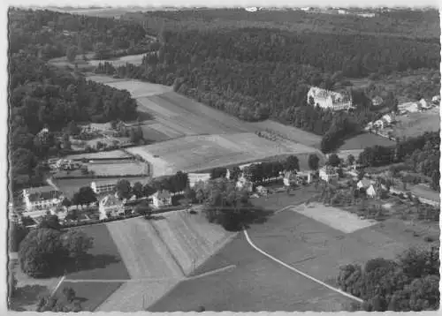 AK, Bad Salzhausen v.d. Vogelsberg, Luftbildteilansicht, um 1959