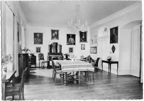AK, Moosbach Baden, Schloss Hochhausen - Neckar, Innenraum, um 1965