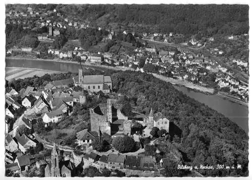 AK, Dilsberg a. Neckar, Luftbildansicht, um 1970