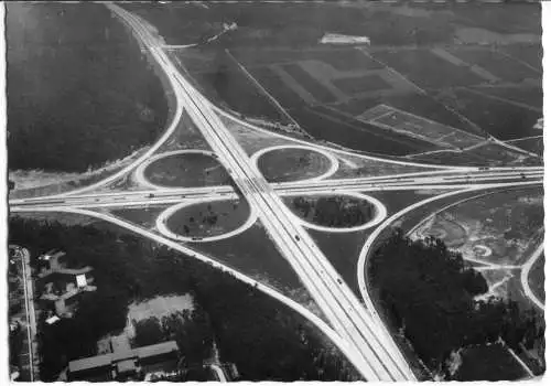 AK, Frankfurt Main, Autobahn - Frankfurter Kreuz, Luftbild, um 1960