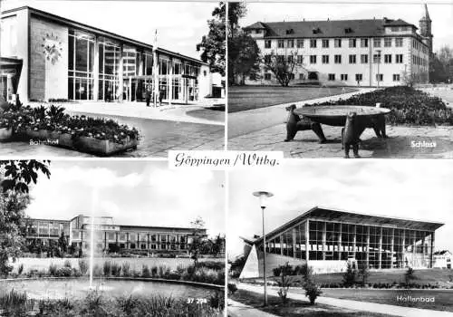 AK, Göppingen, vier Abb., u.a. Bahnhof, um 1970