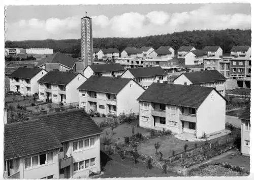 AK, Leverkusen - Alkenrath, Neubauhäuser und Kirche, um 1962
