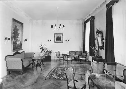 AK, Bad Salzschlirf, Hotel "Wüsthofen", Innenraum, um 1968