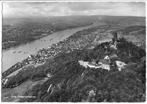 AK, Königswinter, Luftbild mit Drachenfels, Königswinter und Bad Godesberg, 1963