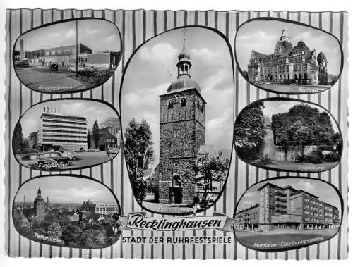 AK, Recklinghausen, sieben Abb., gestaltet, 1964