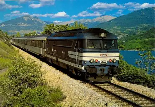 AK, Französische Staatsbahn (SNCF), Lok BB 67549 im Juli 1984, bei Savines