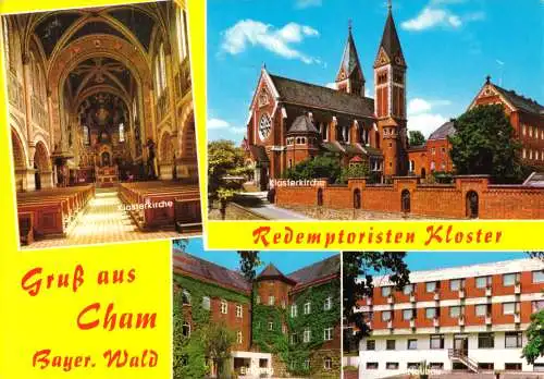 AK, Cham Bayer. Wald, Redemptoristen Kloster, vier Abb., um 1980
