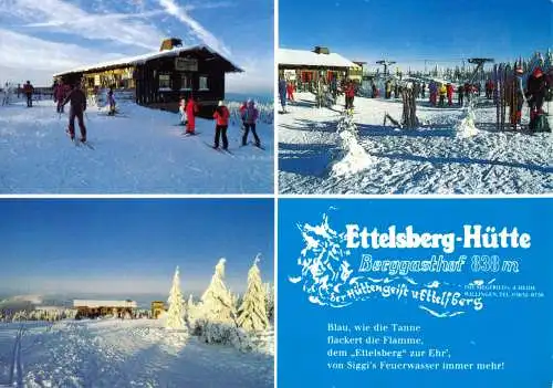 AK, Willingen Hochsauerland, Berggasthof Ettelsberg, vier Winteransichten, 1985