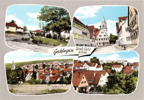 AK, Gechingen über Calw, vier Abb., um 1970