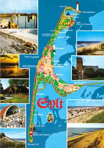AK, Insel Sylt, zehn Abb. und Landkarte, 1994