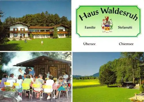 AK, Übersee / Feldwies, Haus Waldesruh, drei Abb., 1994