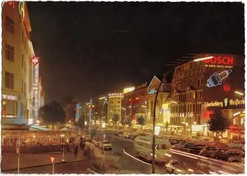 AK, Berlin Charlottenburg, Kurfürstendamm, Nachtansicht, 1964