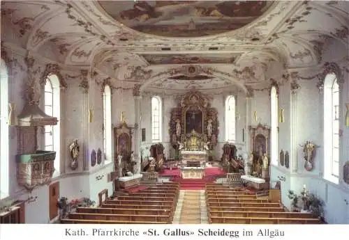 AK, Scheidegg Allgäu, Kath. Pfarrkirche "St. Gallus", Innenansicht, um 1985