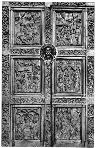 AK, Konstanz Bodensee, Basilika U. L. Frau, Westportal (Holz) 1470, um 1960