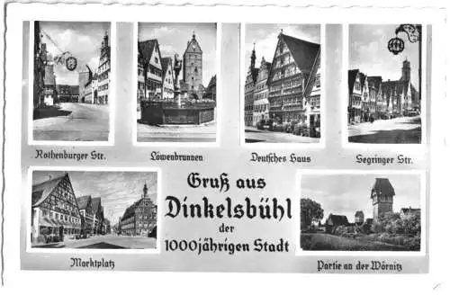 AK, Dinkelsbühl, sechs Abb., gestaltet, 1958